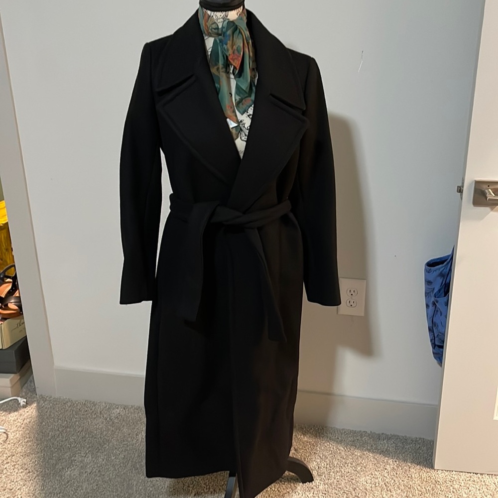 Massimo Dutti Wool Blend Coat with Tie Belt